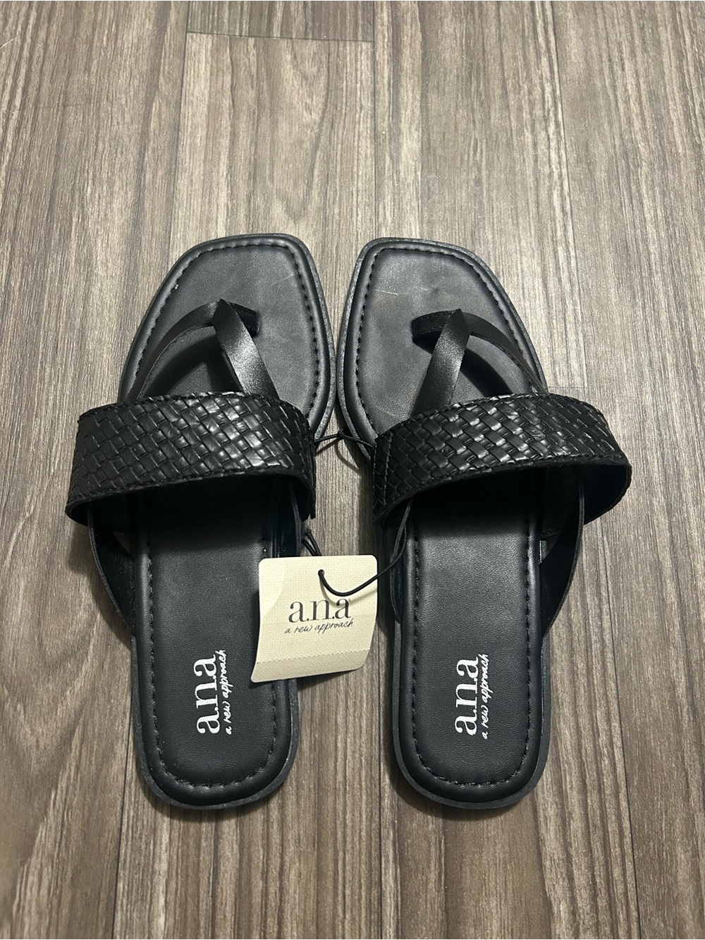 NWT a.n.a Women’s black woven strap sandals